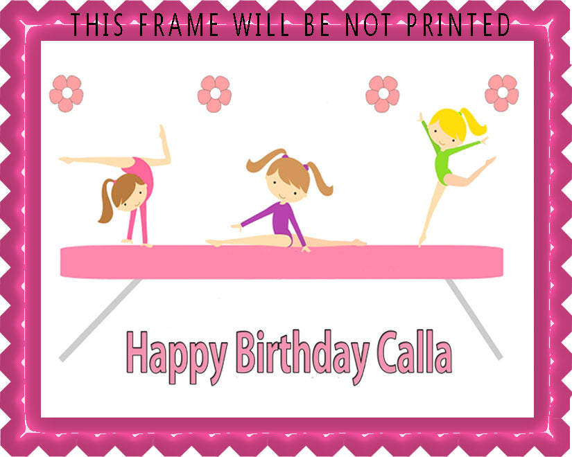 Gymnastics Tumbling Gym Girls - Edible Cake Topper OR Cupcake Topper, Decor