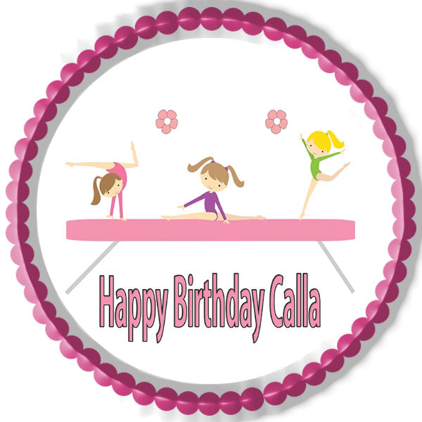 Gymnastics Tumbling Gym Girls - Edible Cake Topper OR Cupcake Topper, Decor