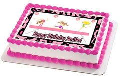 Gymnastics Zebra Tumbling Gym Girls Edible Birthday Cake Topper OR Cupcake Topper, Decor - Edible Prints On Cake (Edible Cake &Cupcake Topper)