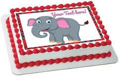 Happy Elephant - Edible Cake Topper, Cupcake Toppers, Strips