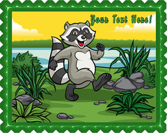 Happy Raccoon - Edible Cake Topper, Cupcake Toppers, Strips