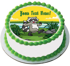 Happy Raccoon - Edible Cake Topper, Cupcake Toppers, Strips