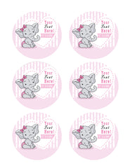 It's a Girl Elephant Baby Shower - Edible Cake Topper, Cupcake Toppers, Strips