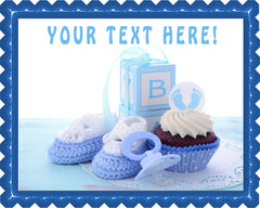 Its a Boy Blue Baby Shower - Edible Cake Topper, Cupcake Toppers, Strips