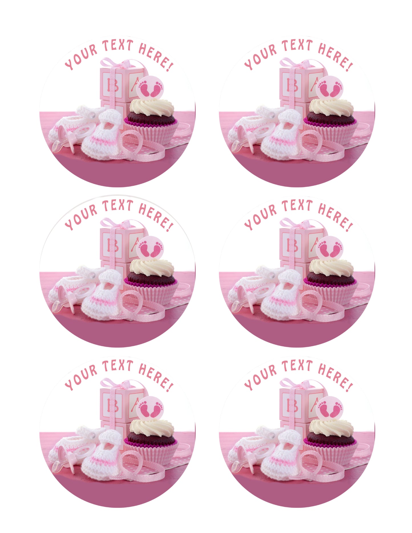 Its a Girl Baby Shower - Edible Cake Topper, Cupcake Toppers, Strips