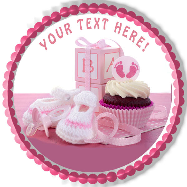 Its a Girl Baby Shower - Edible Cake Topper, Cupcake Toppers, Strips