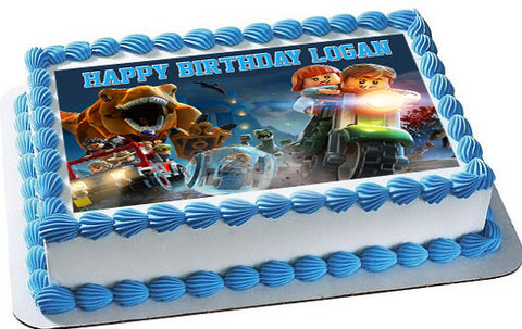 Jurassic World Dinosaur Lego - Edible Birthday Cake Topper OR Cupcake Topper, Decor