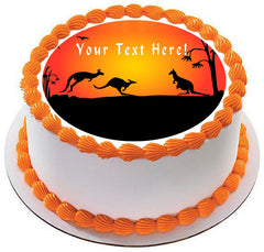 Kangaroo Sunset - Edible Cake Topper, Cupcake Toppers, Strips