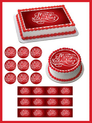 Christmas 4 Edible Birthday Cake Topper OR Cupcake Topper, Decor - Edible Prints On Cake (Edible Cake &Cupcake Topper)