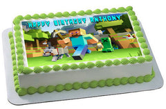 MINECRAFT Characters 2 Edible Birthday Cake Topper OR Cupcake Topper, Decor - Edible Prints On Cake (Edible Cake &Cupcake Topper)