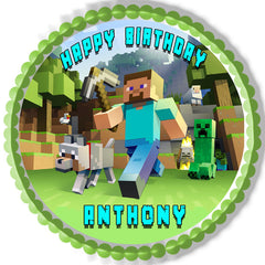 MINECRAFT Characters 2 Edible Birthday Cake Topper OR Cupcake Topper, Decor - Edible Prints On Cake (Edible Cake &Cupcake Topper)