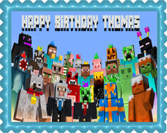 MINECRAFT Characters 5 Edible Birthday Cake Topper OR Cupcake Topper, Decor - Edible Prints On Cake (Edible Cake &Cupcake Topper)