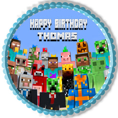 MINECRAFT Characters 5 Edible Birthday Cake Topper OR Cupcake Topper, Decor - Edible Prints On Cake (Edible Cake &Cupcake Topper)