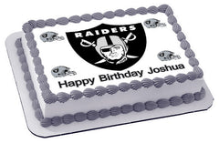 Oakland Raiders Edible Birthday Cake Topper OR Cupcake Topper, Decor - Edible Prints On Cake (Edible Cake &Cupcake Topper)