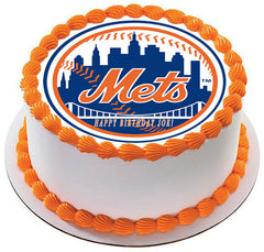 New York NY Mets Edible Birthday Cake Topper OR Cupcake Topper, Decor - Edible Prints On Cake (Edible Cake &Cupcake Topper)