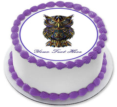 Owl drawn - Edible Cake Topper, Cupcake Toppers, Strips