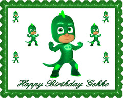 PJ Masks Gekko Edible Birthday Cake Topper OR Cupcake Topper, Decor - Edible Prints On Cake (Edible Cake &Cupcake Topper)