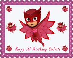 PJ MASKS 4 Owlette Edible Birthday Cake Topper OR Cupcake Topper, Decor - Edible Prints On Cake (Edible Cake &Cupcake Topper)