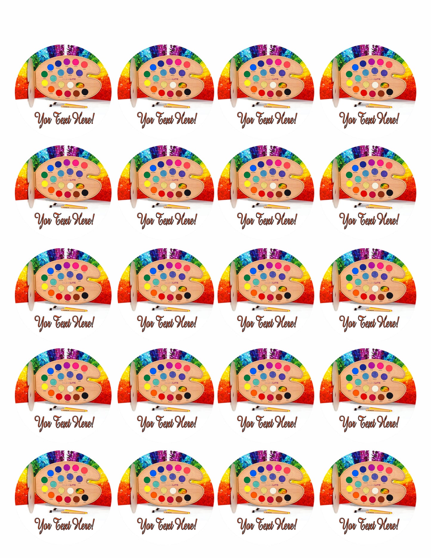 Paint Palette - Edible Cake Topper, Cupcake Toppers, Strips