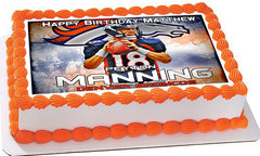 Peyton Manning Denver Broncos Edible Birthday Cake Topper OR Cupcake Topper, Decor - Edible Prints On Cake (Edible Cake &Cupcake Topper)