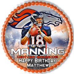 Peyton Manning Denver Broncos Edible Birthday Cake Topper OR Cupcake Topper, Decor - Edible Prints On Cake (Edible Cake &Cupcake Topper)