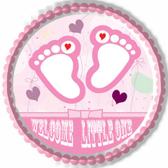 Pink Baby Feet Foot - Edible Birthday Cake Topper OR Cupcake Topper, Decor