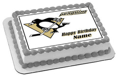 Pittsburgh Penguins Edible Birthday Cake Topper OR Cupcake Topper, Decor - Edible Prints On Cake (Edible Cake &Cupcake Topper)