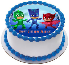 PJ MASKS 1 Edible Birthday Cake Topper OR Cupcake Topper, Decor - Edible Prints On Cake (Edible Cake &Cupcake Topper)