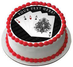 Playing Cards 4 A - Edible Cake Topper, Cupcake Toppers, Strips