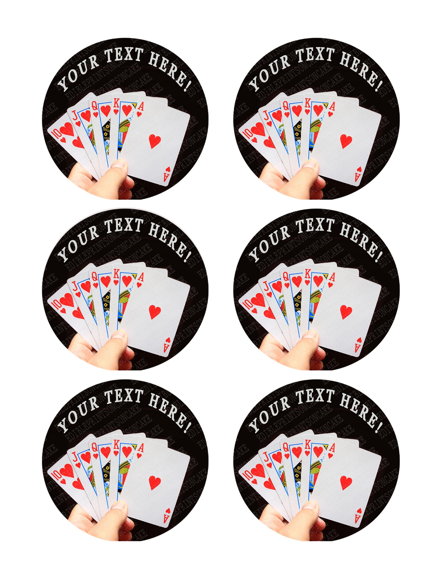 Playing Poker Cards - Edible Cake Topper, Cupcake Toppers, Strips