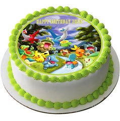 Pokemon Forest Edible Birthday Cake Topper OR Cupcake Topper, Decor - Edible Prints On Cake (Edible Cake &Cupcake Topper)