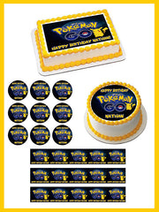 Pokemon Go - Edible Birthday Cake Topper OR Cupcake Topper, Decor