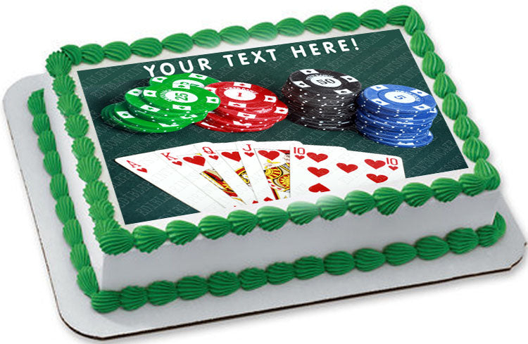 Poker Cards and Chips - Edible Cake Topper, Cupcake Toppers, Strips
