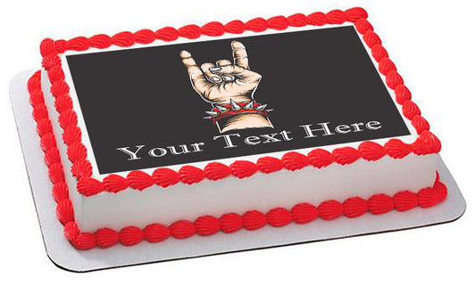 Rock & Roll hand - Edible Cake Topper, Cupcake Toppers, Strips