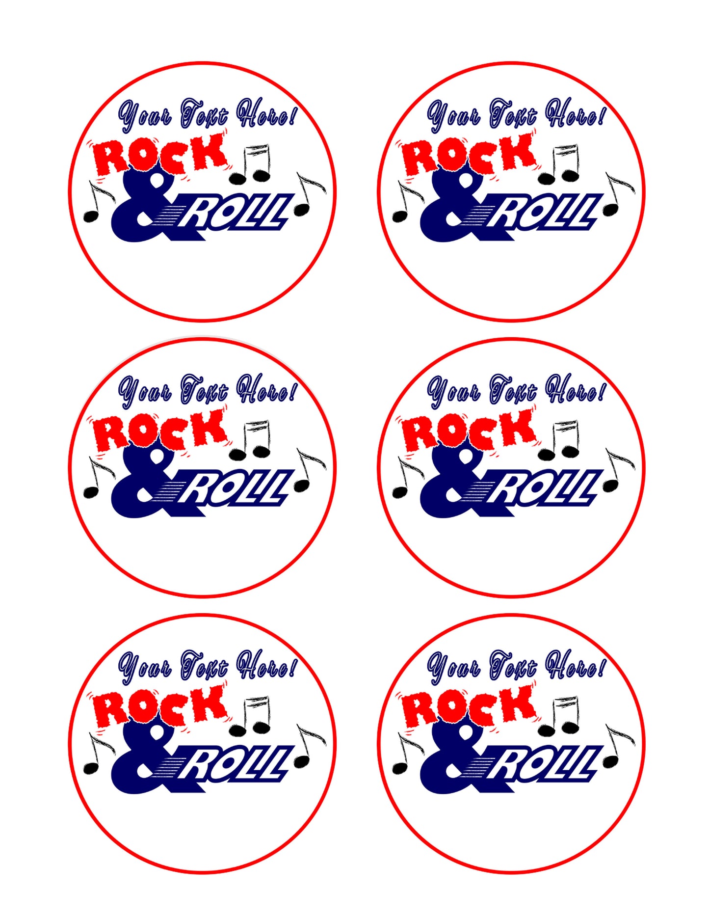 Rock & Roll - Edible Cake Topper, Cupcake Toppers, Strips