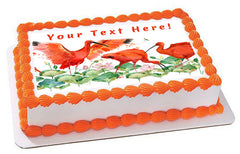 Scarlet Ibis Tropical Bird - Edible Cake Topper, Cupcake Toppers, Strips