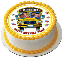 School Bus  - Edible Cake Topper OR Cupcake Topper, Decor