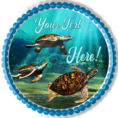 Sea Turtles - Edible Cake Topper, Cupcake Toppers, Strips