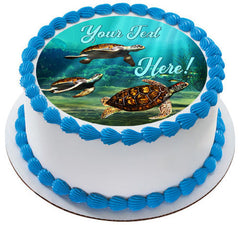 Sea Turtles - Edible Cake Topper, Cupcake Toppers, Strips