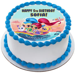 Shimmer and Shine Edible Birthday Cake Topper OR Cupcake Topper, Decor - Edible Prints On Cake (Edible Cake &Cupcake Topper)