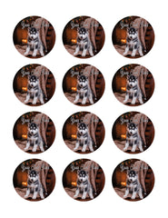Husky Puppy - Edible Cake Topper, Cupcake Toppers, Strips