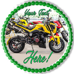 Sport Motorcycle - Edible Cake Topper, Cupcake Toppers, Strips