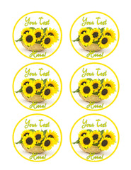Sunflower in a Basket - Edible Cake Topper, Cupcake Toppers, Strips