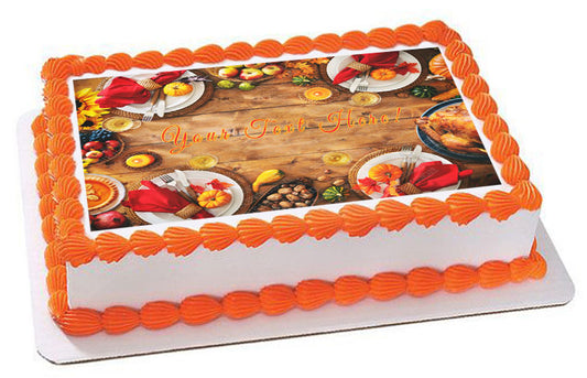 Thanksgiving V - Edible Cake Topper OR Cupcake Topper, Decor