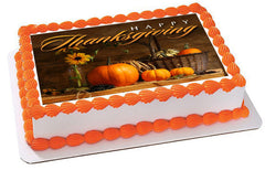 Thanksgiving - Edible Cake Topper OR Cupcake Topper, Decor