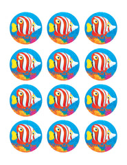 Tropical Fish - Edible Cake Topper, Cupcake Toppers, Strips