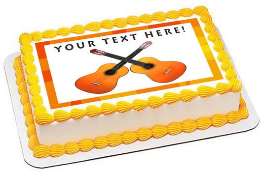 Two Guitars Crossed - Edible Cake Topper, Cupcake Toppers, Strips