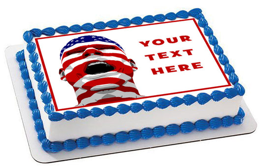 USA Flag Man Yelling - Edible Cake Topper, Cupcake Toppers, Strips