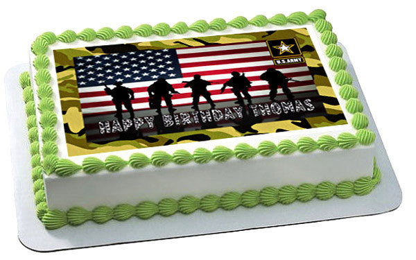 US ARMY Edible Birthday Cake Topper OR Cupcake Topper, Decor - Edible Prints On Cake (Edible Cake &Cupcake Topper)