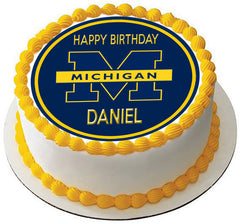 University of Michigan - Edible Cake Topper OR Cupcake Topper, Decor